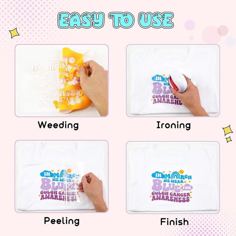 Tintnut Gold Color Heat Transfer Vinyl -6 Sheets 12"x10" Bright Color Iron on Vinyl for T-Shirts Clothing Bags HTV Vinyl for All Cutting Machine - Image 4